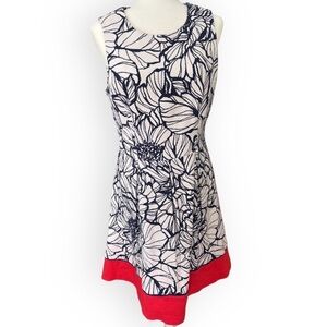 The Limited Blue and White Floral Sleeveless Pique Dress Size 10